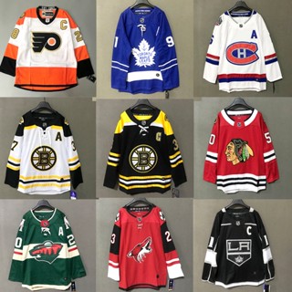 เสื้อกีฬาแขนยาว ทรงหลวม ปักลาย Nhl Hockey Jersey สไตล์ฮิปฮอปเรโทร