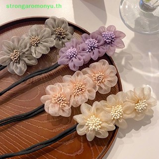 Strongaromonyu ที่คาดผม ผ้าชีฟองถัก ลายดอกไม้ DIY สําหรับผู้หญิง TH