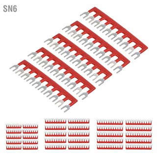 SN6 10Pcs Terminal Strip Red Fork Type 400V 15A Copper Flame Retardant Blocks for Appliance Industry Power (อุปกรณ์เสริม)