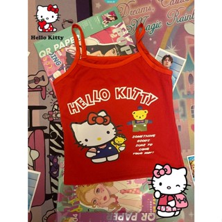 SANRIO เสื้อสายเดี่ยวเซ็กซี่ ระบายอากาศได้ดี ลาย Hello Kitty แฟชั่นฤดูร้อน สําหรับผู้หญิง [GM]