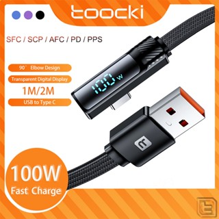 Toocki 100W USB Type C สายชาร์จเร็ว 90° สายเคเบิ้ลเล่นเกม แบบใส หน้าจอดิจิทัล สําหรับ Samsung Xiaomi