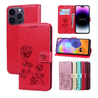 เคสโทรศัพท์หนัง ฝาพับ ลายดอกกุหลาบ พร้อมช่องใส่บัตร สําหรับ Xiaomi Poco X3 NFC Pro M3 Redmi 9C 9 9A 8A Note 9 Pro Max 9s