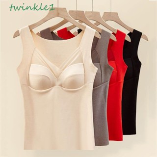 Twinkle1 เสื้อกล้าม ผ้าฟลีซ กันไฟฟ้าสถิตย์ สีพื้น สไตล์เกาหลี เยอรมัน ให้ความอบอุ่น เหมาะกับฤดูใบไม้ร่วง ฤดูหนาว