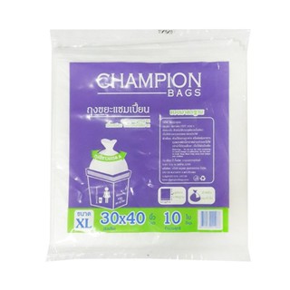 JC Mart ถุงขยะสีใส CHAMPION รุ่น แบบใส ขนาด 30 x 40 นิ้ว (แพ็ค 10 ใบ) สีใส