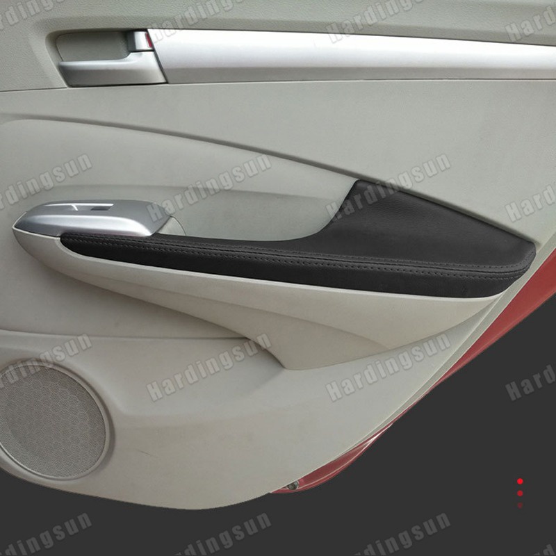ประตูรถที่เท้าแขนหนังสําหรับ Honda City 2008 2009 2010 2011 2012 2013 2014 GM3 ฝาครอบมือจับประตูคู่แ