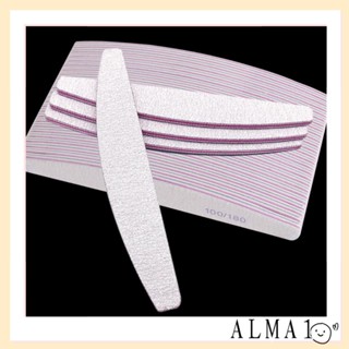 Alma ตะไบขัดเล็บ แบบพกพา สองด้าน สีเทา สีขาว 10 ชิ้น