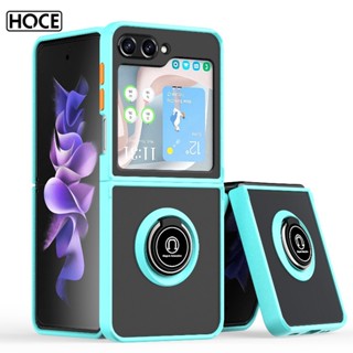 Hoce ZFlip5 เคสโทรศัพท์ซิลิโคน สัมผัสคล้ายผิวหนัง พร้อมแหวนขาตั้ง สําหรับ Samsung Galaxy Z Flip3 ZFlip4 Flip5 5G