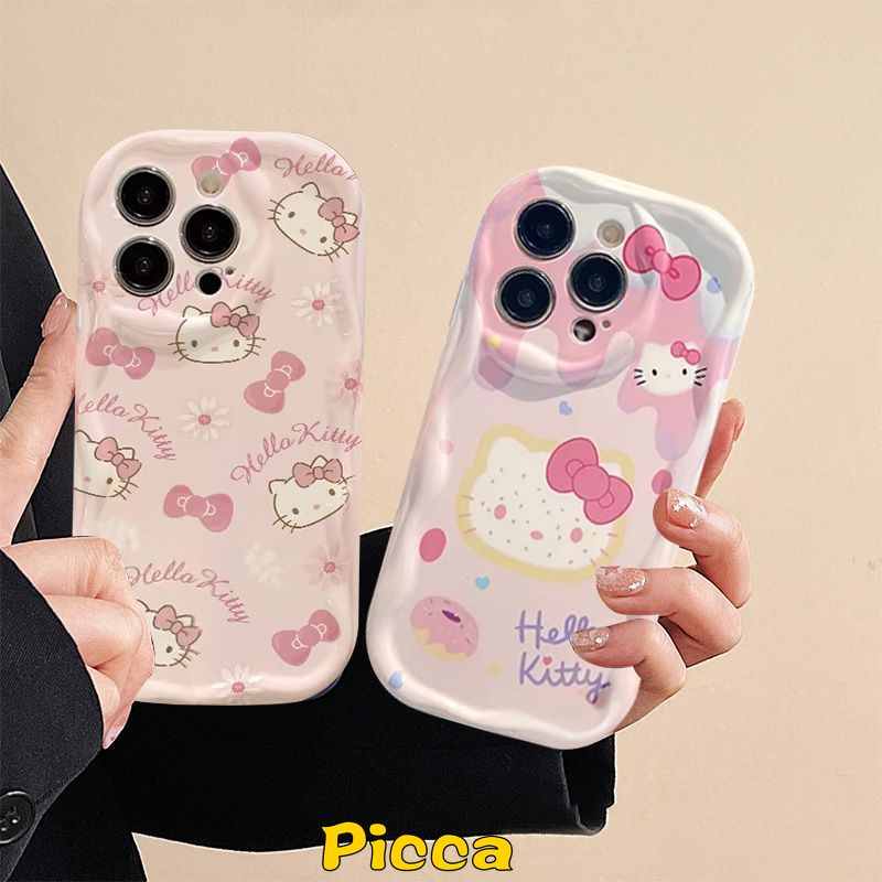 เคสโทรศัพท์มือถือ ขอบโค้ง ลาย Hello Kitty 3D สําหรับ Oppo A17 A54 A57 A15 A7 A16 A76 A95 A12 F11 A1k A92 A9 A5 A54s A74 A78 A16s A52 A17k A96 A16K A53 A31 Reno 5 5Z 4f 6 7 8Z 8T 6Z ผ้าคลุมคู่รัก ลายคิตตี้