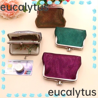 Eucalytus1 กระเป๋าสตางค์ใบสั้น ผ้าแคนวาส ใส่เหรียญได้ ใส่กุญแจได้