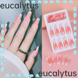 Eucalytus1 เล็บปลอม รูปหัวใจ DIY สําหรับตกแต่งเล็บ 24 ชิ้น