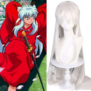 Aelegant Inuyasha วิกผมคอสเพลย์ ทนความร้อน สีขาว สีเงินธรรมชาติ สําหรับปาร์ตี้ฮาโลวีน