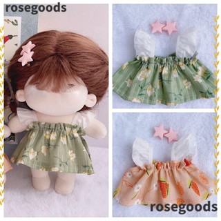 Rosegoods1 ชุดมินิเดรส ผ้าฝ้าย ลายดอกไม้ 20 ซม. หลากสี สําหรับตุ๊กตา