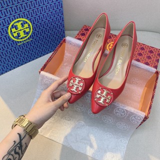 ToryBURCHรองเท้าโจ๊กเกอร์ส้นแบนหนา7ซม.ลายดอกทานตะวันเข้ากับทุกการแต่งกายสไตล์คลาสสิกแฟชั่นสําหรับผู้หญิง