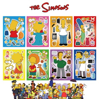 สติกเกอร์ ลายแอนิเมชั่น The Simpsons คลาสสิก DIY สําหรับติดตกแต่งใบหน้าเด็ก จํานวน 8 แผ่น ต่อถุง