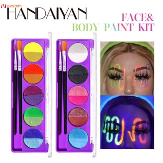 Handaiyan Fluorescent Body Color Drawing Plate แผ่นอายแชโดว์ Ins Affordable Student Novice Eye Shadow Plate แผ่นแต่งหน้า veemm