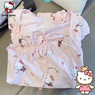 SANRIO ชุดนอน ลายการ์ตูน Hello Kitty น่ารัก ขนาดใหญ่ S-2XL สําหรับเด็กผู้หญิง [GM]