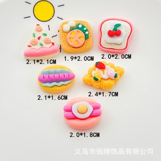 [2 #] Jibbitz Crocs แผ่นเรซิ่น รูปแซนวิช ขนมปังปิ้ง เค้ก แซนวิช ฮอตดอก diy อุปกรณ์เสริม สําหรับตกแต่งเคสโทรศัพท์ รองเท้า QP