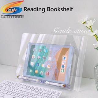 [Qcutable.th] ชั้นวางหนังสือ อะคริลิคใส ปรับได้ สําหรับ iPad แท็บเล็ต PC