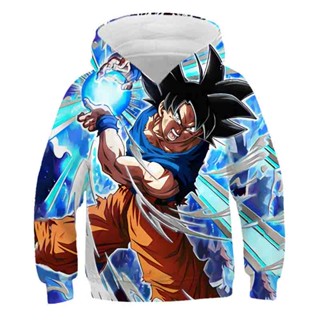 เสื้อกันหนาวแขนยาว มีฮู้ด พิมพ์ลายการ์ตูน Dragon Ball แฟชั่นฤดูใบไม้ผลิ สําหรับเด็กผู้ชาย และเด็กผู้หญิง