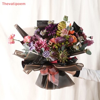 [Thevatipoem] กระดาษห่อช่อดอกไม้ เจลลี่ใส กันน้ํา ขอบทอง งานฝีมือ DIY ขายดี