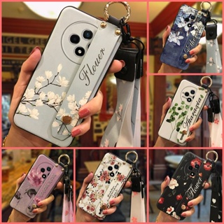 Anti-knock protective Phone Case For Wiko Hi Enjoy60 Pro 5G Flower Fashion Design Dirt-resistant Wristband Wrist Strap