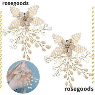 Rosegoods1 จี้บักเกิล รูปรองเท้าส้นสูง 1 คู่ สําหรับตกแต่งรองเท้าแต่งงาน เจ้าสาว 2 ชิ้น