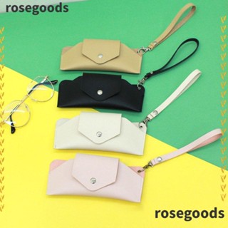 Rosegoods1 กล่องเก็บแว่นตากันแดด หนัง PU แฮนด์เมด พร้อมเชือกเส้นเล็ก สําหรับผู้ชาย และผู้หญิง