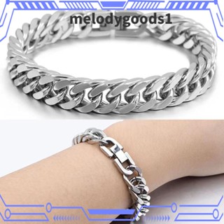 Melodygoods1 สร้อยข้อมือสเตนเลส 8 มม. ยาว 19 ซม. 21 ซม. แฟชั่น สําหรับผู้ชาย