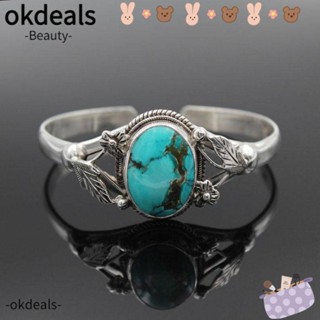 Okdeals สร้อยคอ จี้หินเทอร์ควอยซ์เทียม รูปหัวใจ สไตล์วินเทจ