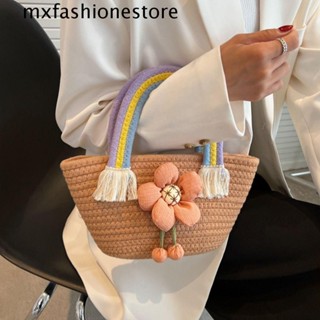 Mxfashione กระเป๋าถือ กระเป๋าสะพายไหล่ ทรงโท้ท ขนาดใหญ่ จุของได้เยอะ ลายดอกไม้ สไตล์โบฮีเมียน วินเทจ สําหรับสตรี