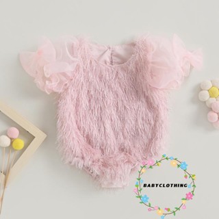 Babyclothes- ชุดรอมเปอร์ แขนสั้น ผ้าตาข่าย ประดับโบว์ แต่งพู่ แฟชั่นฤดูร้อน สําหรับเด็กทารกแรกเกิดผู้หญิง