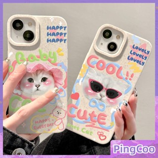 Pingcoo - เข้ากันได้สำหรับ เคส iphone 11 เคสไอโฟน เคสไอโฟน11 เป็นมิตรกับสิ่งแวดล้อมเคสย่อยสลายได้นุ่มกันกระแทกป้องกันลูกแมวสีขาวสวมแว่นกันแดดเข้ากันได้กับ iPhone 14 13 Pro max 12 Pro Max 11 xr xs max 7 8