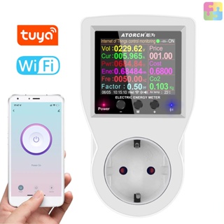 [ขายดี] Tuya Wifi ปลั๊กไฟอัจฉริยะ หน้าจอสี 2.4 นิ้ว ควบคุมผ่านแอพโทรศัพท์มือถือ