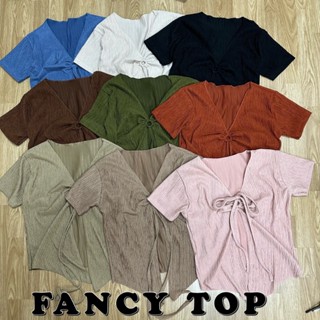 BFTS🧡 พร้อมส่ง AU1601 FANCY TOP เสื้อแขนสั้นแต่งห่วง เสื้อแขนสั้นแต่งห่วง ตัวสายคล้องได้หลายแบบ ใส่สวย มีปลายทาง ชุดไปทะ