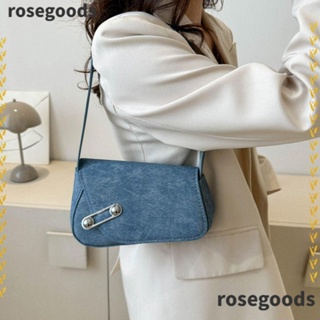 Rosegoods1 กระเป๋าถือ กระเป๋าสะพายไหล่ สะพายข้าง หนัง Pu ความจุสูง สีพื้น แฟชั่นสําหรับสตรี