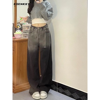 EOENKKY กางเกงขายาว กางเกงยีสน์ผู้หญิง ทรงหลวม ๆ ตรง Retro Hip Hop Pants 2023 NEW Style  ทันสมัย Chic Comfortable Beautiful A27L0E2 36Z230909