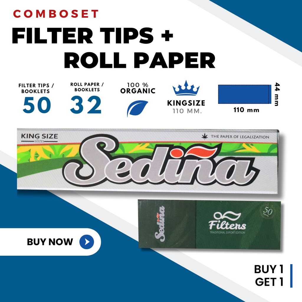 กระดาษraw กระดาษโรล เซ็ตคู่ 39 กระดาษ SEDINA & ก้นกรอง (32+50 แผ่น)