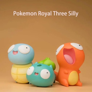 ใหม่ ฟิกเกอร์โปเกม่อน Three Silly Cute Big Eyes Funny Charmander Bulbasaur สุดฮา ของเล่น สําหรับตกแต่งบ้าน รถยนต์