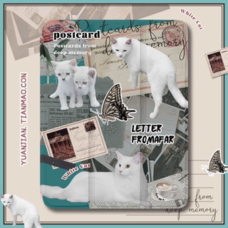 [iPad Air 4] เคสแท็บเล็ต กันกระแทก ลายหนังสือพิมพ์ แมว ผีเสื้อ สําหรับ iPad Pro11 gen 10 2022 Air5 4 10.9 Mini 6 9 8 7 10.2 gen5 6 9.7