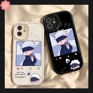 เคสโทรศัพท์มือถือแบบนิ่ม TPU กันกระแทก ลายการ์ตูนมหาเวทย์ผนึกมาร Gojo Satoru ดอกไม้น่ารัก สําหรับ IPhone XR 11 12 14 13 Pro Max XS X Max 7 6 6s 8 Plus SE 2020