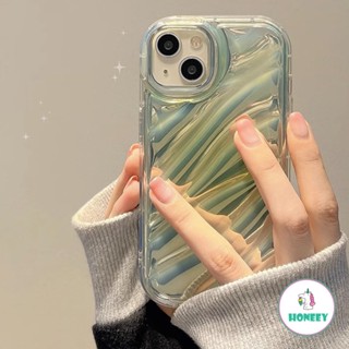 เคสโทรศัพท์มือถือแบบนิ่ม TPU กันกระแทก ลายเลเซอร์ สีเขียว เรียบง่าย สําหรับ iPhone 14 Pro Max 13 12 11 Pro Max Xr Xs 7 8Plus