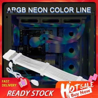 Kt* Argb สายเคเบิลพอร์ต Rgb Pc ชุบทอง สีนีออน พร้อมอะแดปเตอร์ถ่ายโอนสตรีมเมอร์ และพาวเวอร์ซัพพลายเรืองแสง สําหรับเล่นเกม