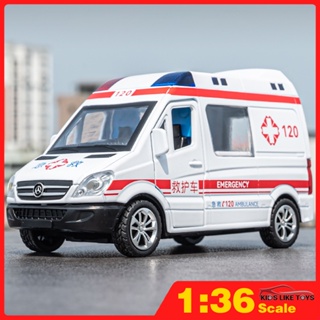 Klt โมเดลรถยนต์เบนซ์ 1:36 Ambulance 120 โลหะผสม ของเล่นสําหรับเด็กผู้ชาย