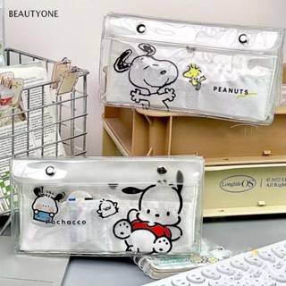 Topbeauty กระเป๋าเครื่องเขียน กระเป๋าปากกา PVC โปร่งแสง ความจุขนาดใหญ่ ลาย Pochacco Snoopy อเนกประสงค์ สําหรับโรงเรียน สํานักงาน