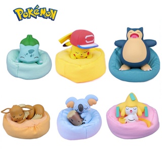 โมเดลตุ๊กตาฟิกเกอร์ Pokemon Sleeping Series Pikachu Jirachi Eevee Komala Snorlax Bulbasaur ของเล่นสําหรับเด็ก