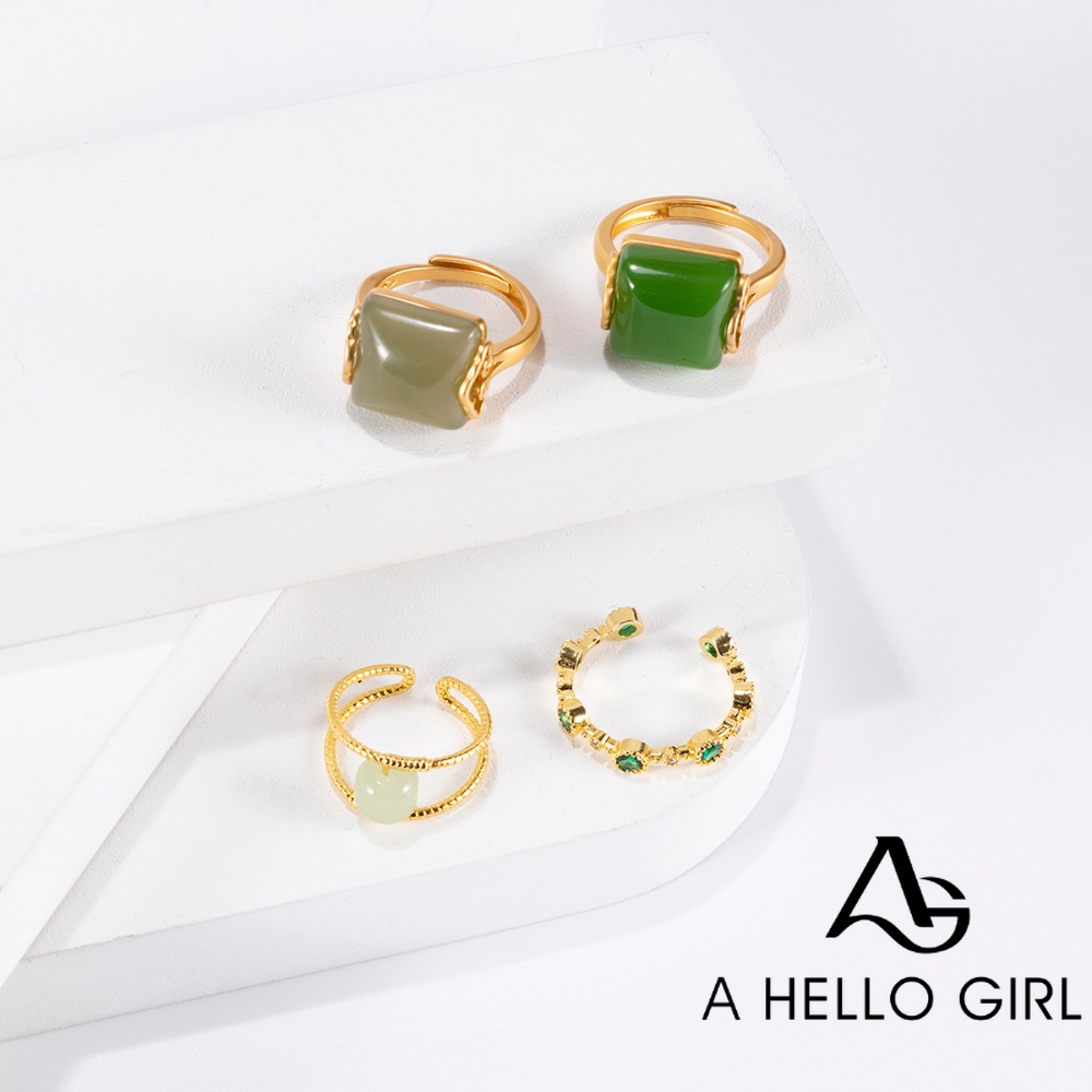 A HELLO GIRL แหวนโลหะ แบบเปิด ปรับได้ อเนกประสงค์ สไตล์ฝรั่งเศส เรโทร สําหรับผู้หญิง