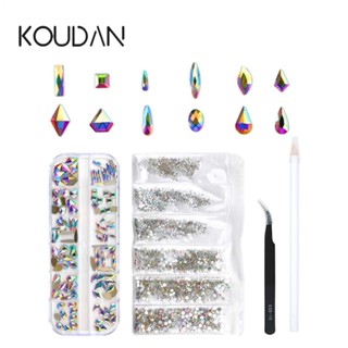 Koudan สติกเกอร์คริสตัล พลอยเทียม หลายขนาด สําหรับตกแต่งเล็บเจล