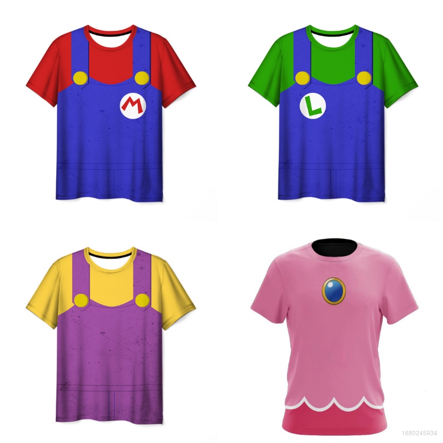 เสื้อยืดแขนสั้นลําลอง พิมพ์ลาย Jason Super Mario Bros 3 มิติ แฟชั่นเจ้าหญิง สําหรับเด็ก และผู้ใหญ่