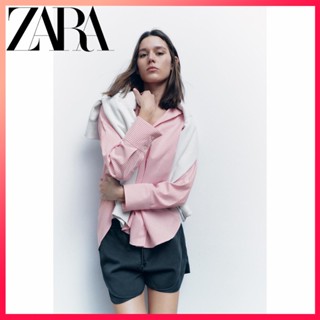 Zara ใหม่ เสื้อเชิ้ต ผ้าออกซ์ฟอร์ด สําหรับผู้หญิง