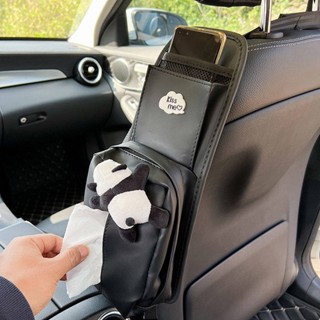 Car Tissue Box Creative Panda Car Seat Side Napkin Tissue Bag Car Multi-Functional Tissue Box Ladies Cotx